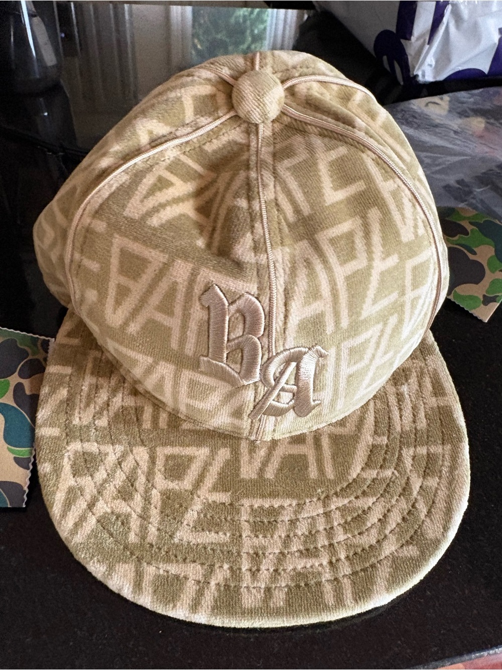 Bape Beige LA Monogram Baseball Cap
